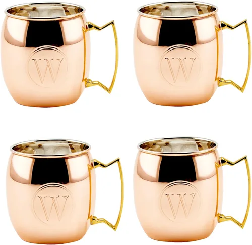 Vista 9 de Old Dutch International Taza sólida Moscow Mule, 16 onzas, monograma A, cobre
