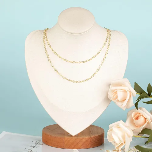 Vista 8 de KYUNHOO Cadenas de corazón chapadas en oro de 18 quilates de 16.4 ft de latón macizo a granel, cadena de collar de corazón para mujer, pulsera