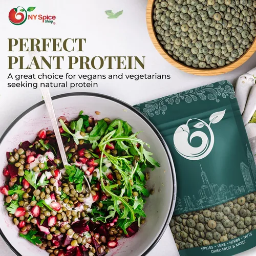 Vista 7 de NY SPICE SHOP Lentejas francesas – Lentejas verdes francesas de 3 libras – Frijoles secos – Rico en proteínas y fibra – Ideal para guisos, curry