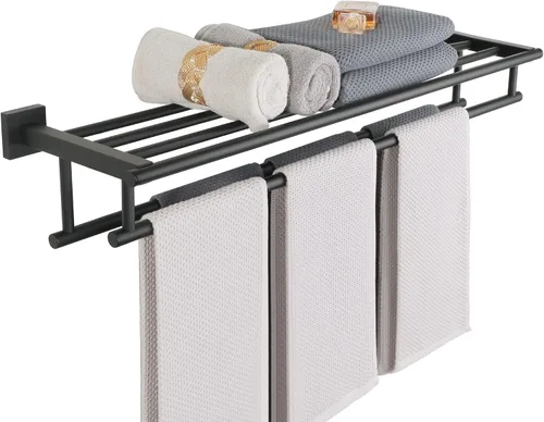 Vista 18 de Alise Toallero, Estante de Toallas con Barras Dobles para Lavabo de Baño, SUS 304 Acero Inoxidable de Montaje en Pared, 40.6 cm Níquel Cepillado