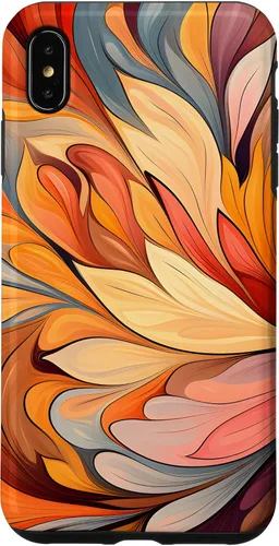 Vista 11 de iPhone 12 Pro Max Remolinos florales abstractos Funda de colores cálidos de otoño