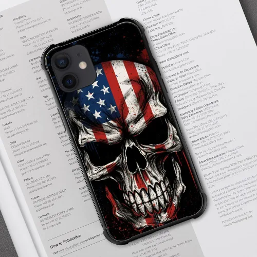 Vista 117 de Funda compatible con iPhone 8, a prueba de golpes, antiarañazos, bandera de ciervos de cola blanca de grano de madera estadounidense