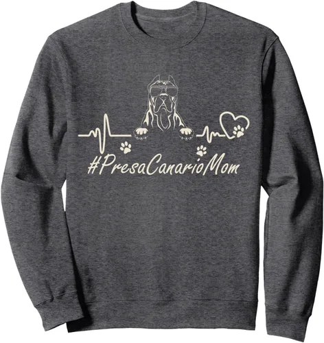 Vista 5 de Presa Canario Mom Heartbeat With Dog Cool For Mothers Day Sweatshirt