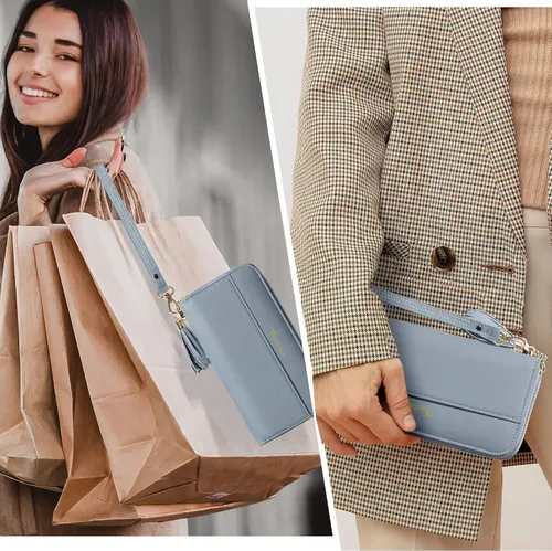 Vista 2 de Travelambo Cartera con fleco para mujer, con correa de muñeca, talla única
