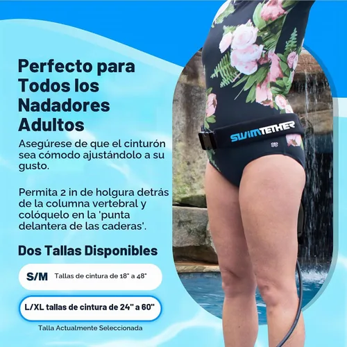 Vista 5 de Swim Tether Cinturón de viaje para natación estacionaria en piscinas y spas de natación