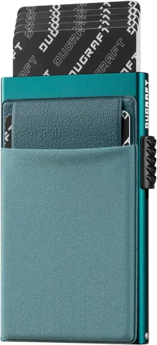 Vista 9 de DUGRAFT Tarjetero para tarjetas de crédito con bolsillo para dinero, minimalista, delgado, de aluminio, de metal, para hombres, con bloqueo RFID