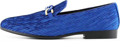 Vista 2 de Amali Fay - Zapatos de terciopelo sin cordones para hombre con cadena dorada, zapatos de vestir para hombre, mocasines formales de terciopelo