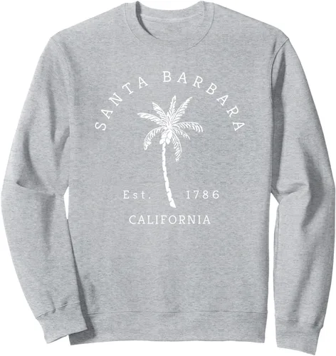 Vista 3 de Retro Cool Vintage Santa Barbara Beach California Palm Tree Sudadera, Negro, S