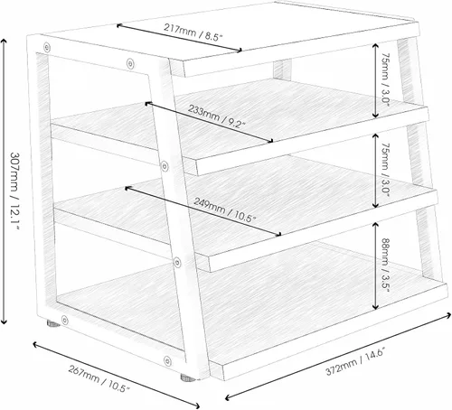 Vista 3 de Fenge Organizador de estante de escritorio, estante de escritorio de 4 niveles, estantes de oficina de madera y metal, organizador de archivos
