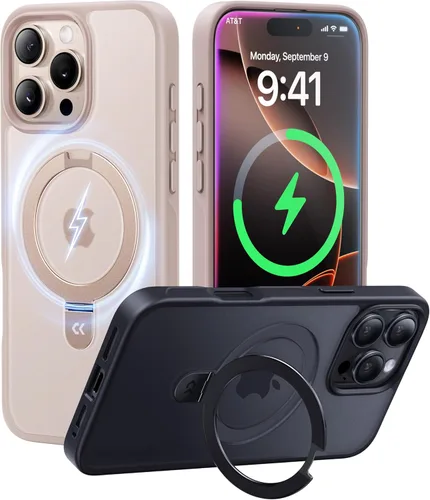 Vista 70 de CASEKOO - Funda diseñada para iPhone 14 Pro con soporte magnético invisible [protección contra caídas de grado militar] [compatible con MagSafe]