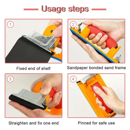 Vista 6 de Lijadora de mano, soporte para papel de lija con mango de esponja, bloque de lijado manual manual de 7 x 3.5 pulgadas para paneles de yeso, madera