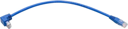 Vista 4 de TRIPP LITE Cable de conexión UTP Cat6 en ángulo inferior (RJ45), M/M, Gigabit, moldeado, azul, 1 pie (N204-001-BL-DN)