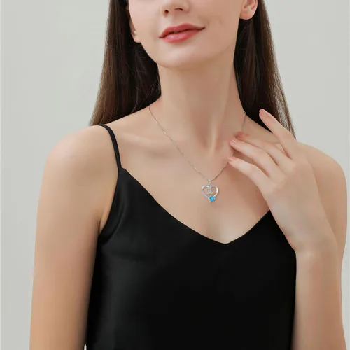 Vista 2 de Collar de corazón con nudo celta de plata de ley 925, collar con colgante para mujer, joyería de piedra natal
