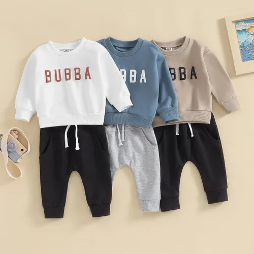 Vista 7 de Sprifallbaby Conjunto de ropa para bebé recién nacido, sudadera de manga larga y pantalones para niños pequeños, para otoño e invierno, 2 piezas