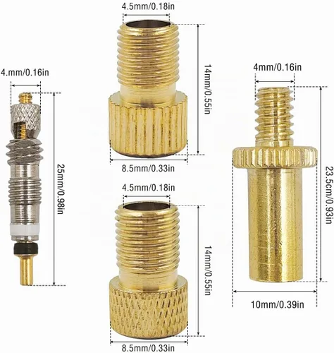 Vista 2 de 10 piezas Presta núcleo de válvula con 3 piezas de adaptador de válvula Presta a Schrader, válvula sin cámara, núcleo de repuesto de bicicleta