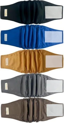 Vista 7 de Pañales para perros machos, bandas para el vientre de alta absorción para perros machos, XL, lavables, con bonitos patrones, 5 paquetes