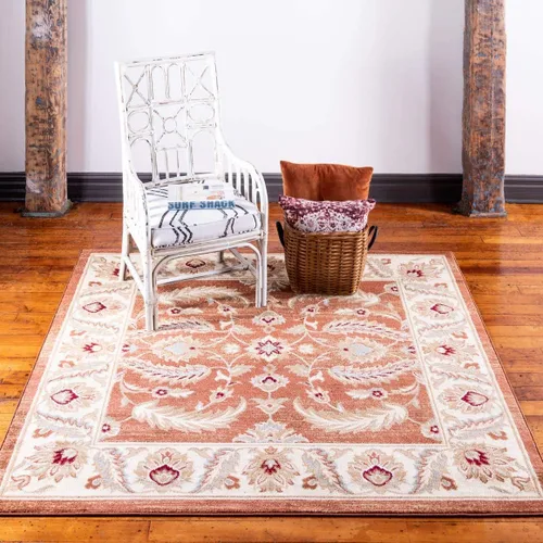 Vista 17 de Unique Loom - Colección Voyage - Alfombra redonda tradicional oriental, marrón, Polipropileno, Marrón/Azul Claro
