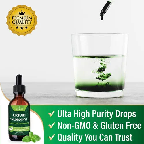 Vista 4 de NEW AGE Gotas líquidas de clorofila - Concentrado natural - Potenciador de energía, digestión y apoyo del sistema inmunológico, desodorante interno