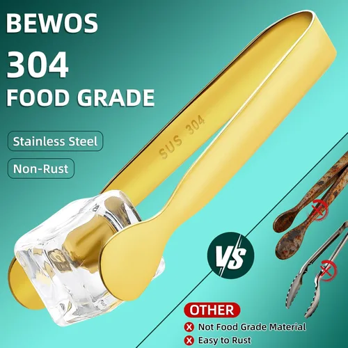 Vista 4 de BEWOS 12 pinzas para servir, pinzas de acero inoxidable 304 de 4.3 pulgadas, pinzas doradas para servir tablas de charcutería, accesorios