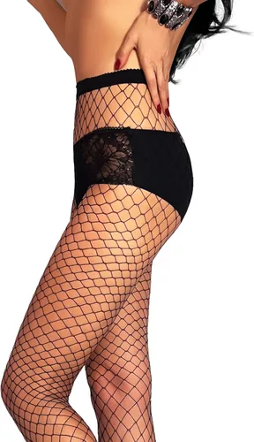 Vista 5 de Mila Marutti Medias de red de cintura alta para mujer, medias de red