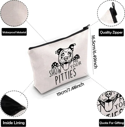 Vista 4 de ZJXHPO Divertido regalo de Pitbull Show Me Your Pitties Dog Lovers Gift Pitbull Mom Cosmetic Bag Zipper Accesorio Bolsa, Perro Pitties, No