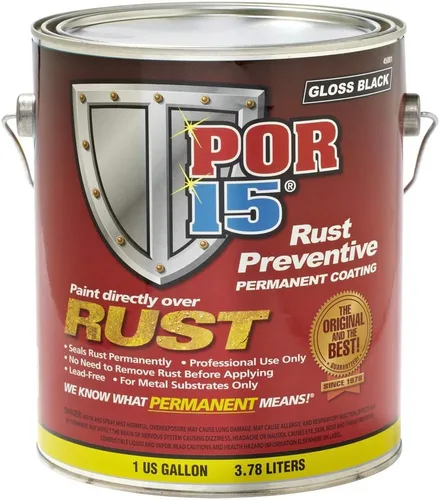 Vista 3 de POR-15 Revestimiento preventivo de óxido, detiene el óxido y la corrosión permanentemente, barrera protectora antioxidante, no porosa, 128 onzas