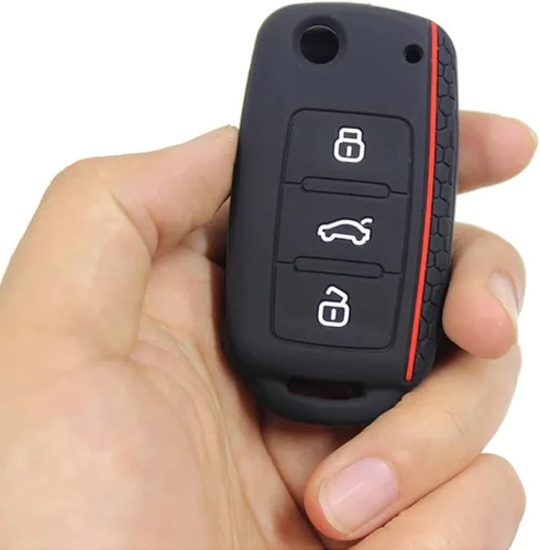 Vista 4 de Funda para Llavero de Silicona Protector de Llave sin Contacto Compatible con VW Volkswagen Tiguan Golf Polo Jetta Passat