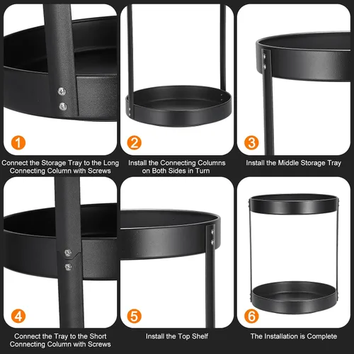 Vista 7 de uxcell Lazy Susan - Organizador giratorio de 2 niveles, estantes de especias de metal, organizadores de condimentos para gabinete, despensa, cocina