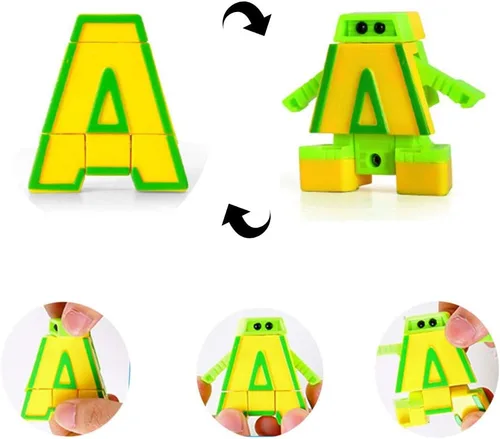 Vista 4 de 26 letras de robot del alfabeto de 2 pulgadas, letras Alpha Bots, alfabetos transformables para aprender para premios de carnaval, recompensas