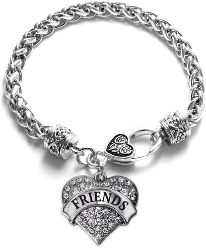 Vista 129 de Pulsera de plata con dije de corazón pavé con joyas de circonita cúbica