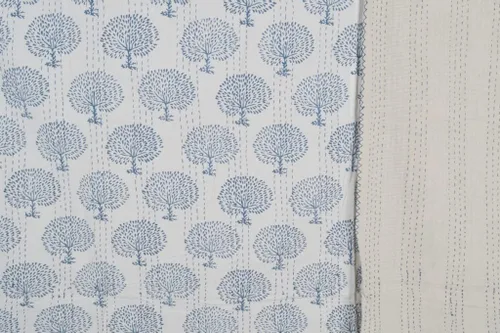 Vista 2 de Colcha Kantha con estampado de bloques a mano, funda de cama Kantha de algodón, colcha Kantha india, colcha de tamaño Queen Kantha, colcha Kantha