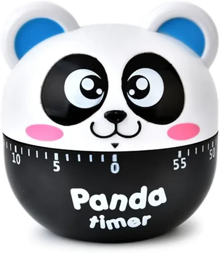 Vista 11 de Temporizador de maquinaria de panda de dibujos animados de tamaño mini 60 minutos Temporizadores de cocina mecánica Reloj contadores de alarma Negro