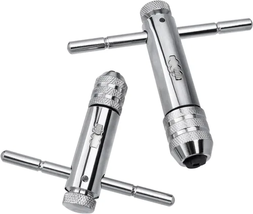 Vista 9 de Mesee Juego de 2 llaves de trinquete con mango en T, llave de trinquete ajustable con mango en T, llave de soporte para roscado reversible, llave