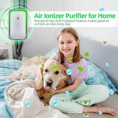 Vista 4 de Purificadores de aire enchufables mejorados, eliminador de olores para el hogar con generador de iones negativos, ionizadores de aire para ácaros