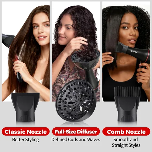 Vista 6 de Kit de Secador de Pelo Iónico de Temperatura Constante de 13 Piezas - Juego de Secador de Pelo Profesional Ligero, Bajo Ruido, 1800W para Mujeres