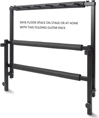 Vista 3 de Soporte de bajo para múltiples guitarras con soporte plegable (5 espacios)