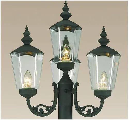 Vista 2 de Cambridge poste con lámpara para exteriores con enchufe estilo farol de parque