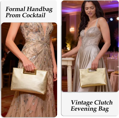 Vista 3 de Milisente Bolso de mano para mujer, formal, casual, brillante, de piel sintética, con asa, para graduación, cóctel, boda