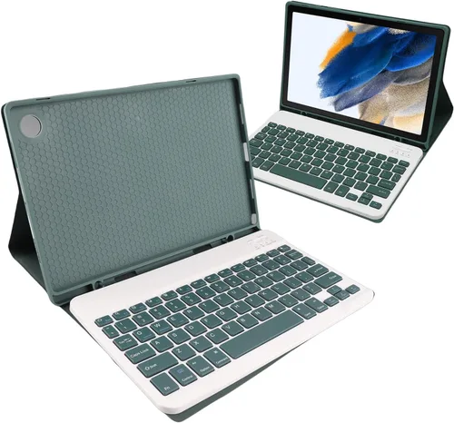Vista 7 de Funda para teclado inalámbrico para tableta Tab A8 de 10.5 pulgadas, 2022, color verde oscuro con recortes precisos para uso diario
