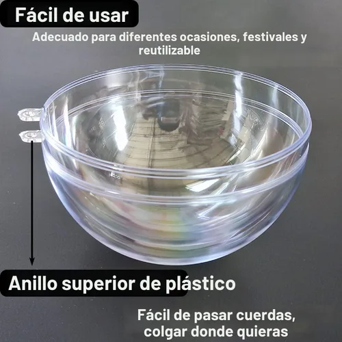 Vista 5 de Jishi Paquete de 10 adornos de Navidad de plástico transparente para manualidades, bolas de adornos de Navidad DIY rellenables de 2.36 pulgadas