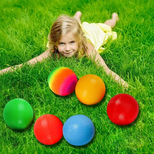 Vista 3 de Ogrmar 6 bolas de juego de 8.5 pulgadas con 1 bomba de mano para niños y adultos Dodge Ball, kickball, balonmano, campamentos, picnic