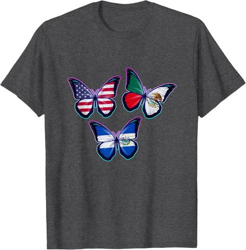 Vista 38 de Multiculti Heritage. Camiseta El Salvador México y Estados Unidos