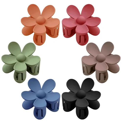 Vista 15 de 6 pinzas para el cabello de flores, pinzas de margarita, pinzas de garra grandes mate, pinzas de sujeción fuerte, accesorios para cabello grueso, 6