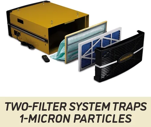 Vista 3 de Powermatic Sistema de filtración de aire, filtro de 5 micrones, 1196 CFM, 115V 1Ph (modelo PM1200)