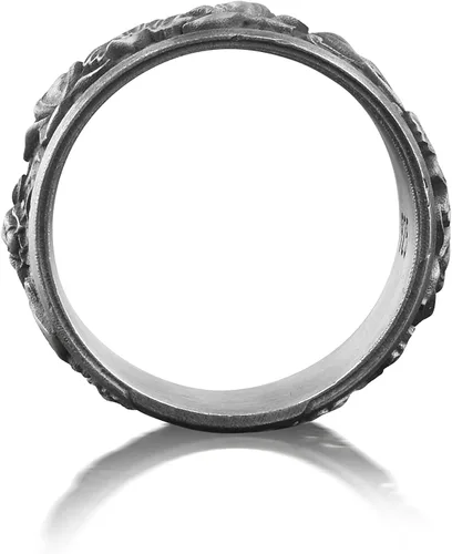 Vista 3 de BySilverStone Jewelry Anillo de plata de ley con flor de loto japonesa Kanji ornamental para hombre, joyería japonesa de plata esterlina, flor