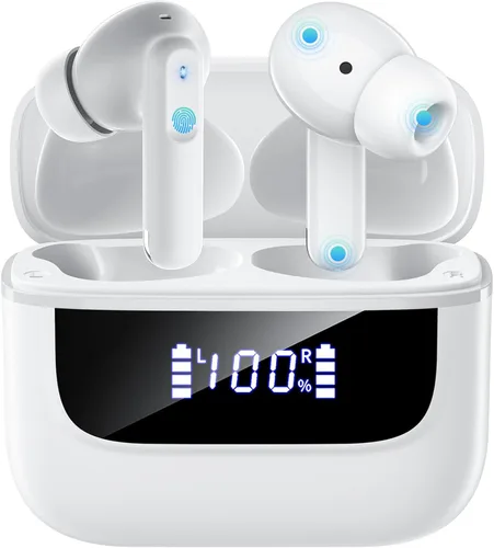 Vista 13 de Auriculares inalámbricos Bluetooth 5.4, 6 micrófonos ENC cancelación de ruido llamada clara, auriculares intrauditivos sonido estéreo de alta Negro