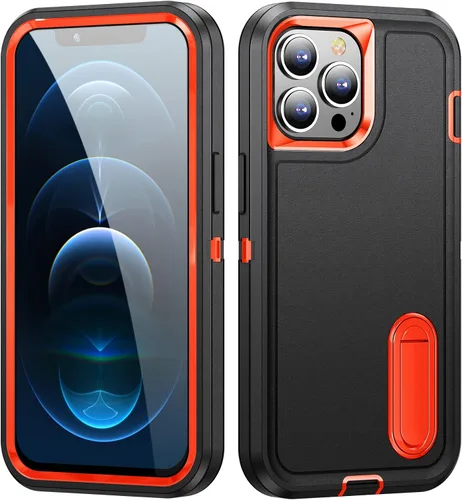 Vista 3 de IDweel Funda para iPhone 12 Pro Max con soporte, protección resistente, a prueba de golpes, antiarañazos, ajuste delgado, funda protectora