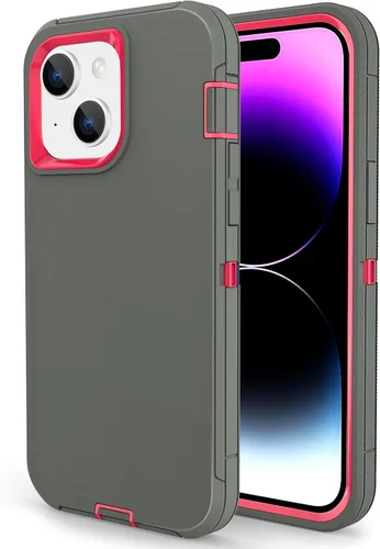 Vista 10 de Compatible con iPhone 15/14/13, doble capa a prueba de golpes, cubierta de cuerpo completo, protección contra caídas de grado militar, funda Negro