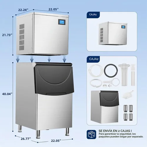 Vista 8 de Commercial Ice Maker, 700Lbs/24H with 500LBS Storage Bin Silver