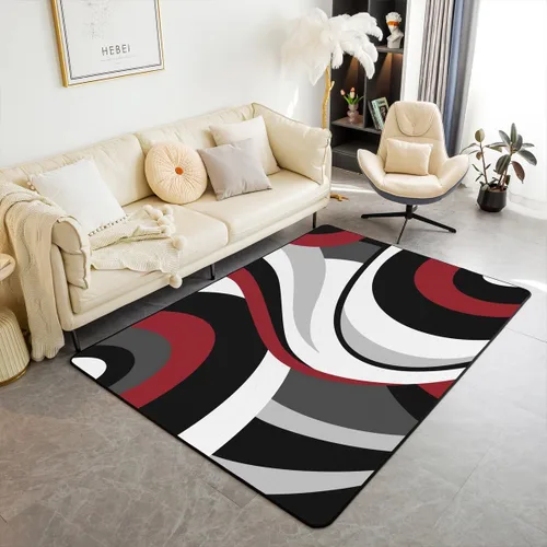 Vista 43 de Alfombra de área en espiral colorida de 3 x 5 pies, abstracta y moderna geométrica, decoración de remolinos, antideslizante, para hombres, mujeres